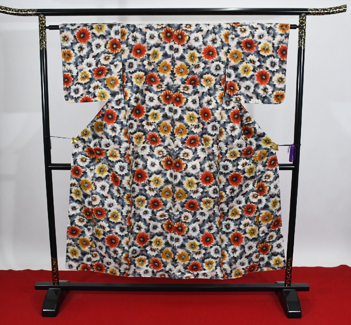 メイセン 着物 伊勢崎 銘仙 身丈145cm 裄丈63cm ★着物 pb-3422 桜庭呉服店拍卖