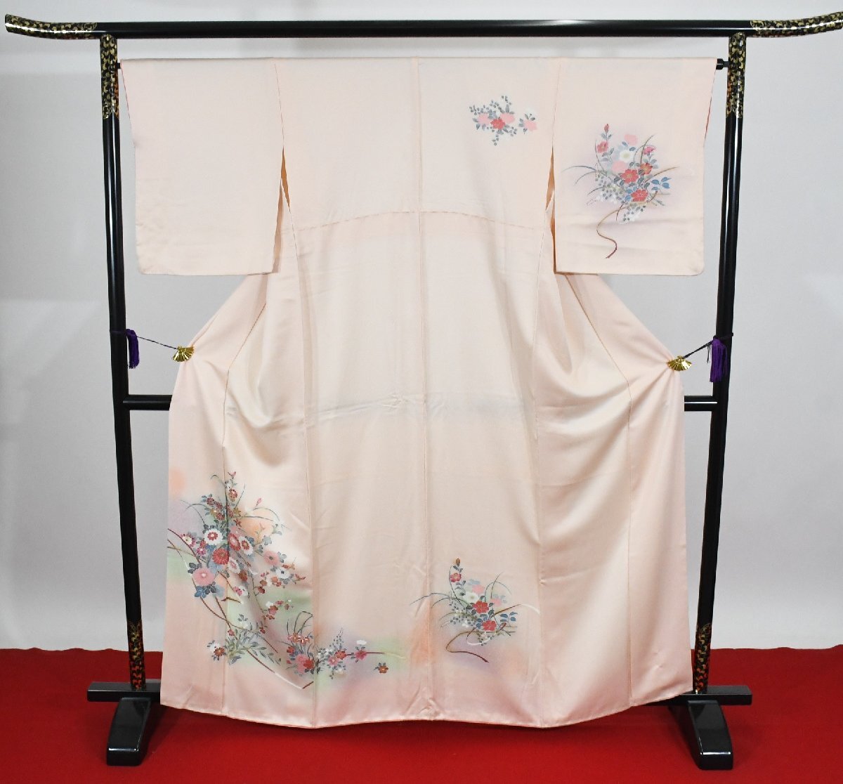 附下訪問着 披露宴 花 身丈157cm 裄丈66cm ★着物 パーティー t‐1956 桜庭呉服店拍卖