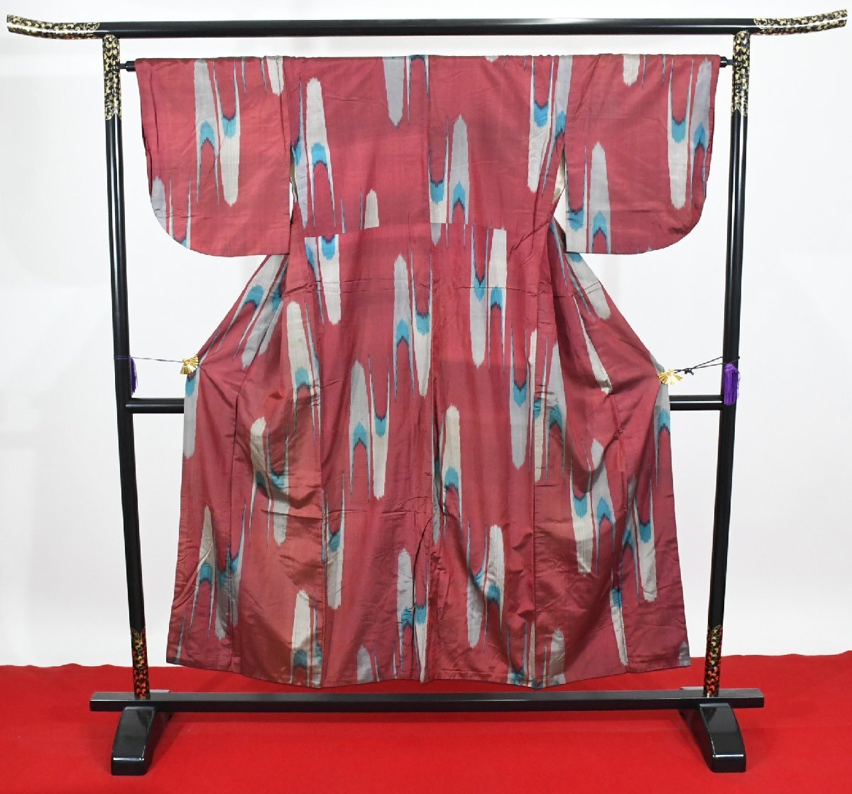 メイセン 銘仙 正絹 身丈145cm 裄丈66cm ★着物 pb-3621 桜庭呉服店拍卖