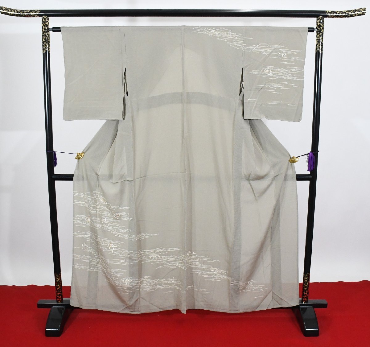 訪問着 披露宴 松葉 落ち葉 絽 夏着物 身丈154cm 裄丈63cm ★着物 パーティー t‐2242 桜庭呉服店拍卖