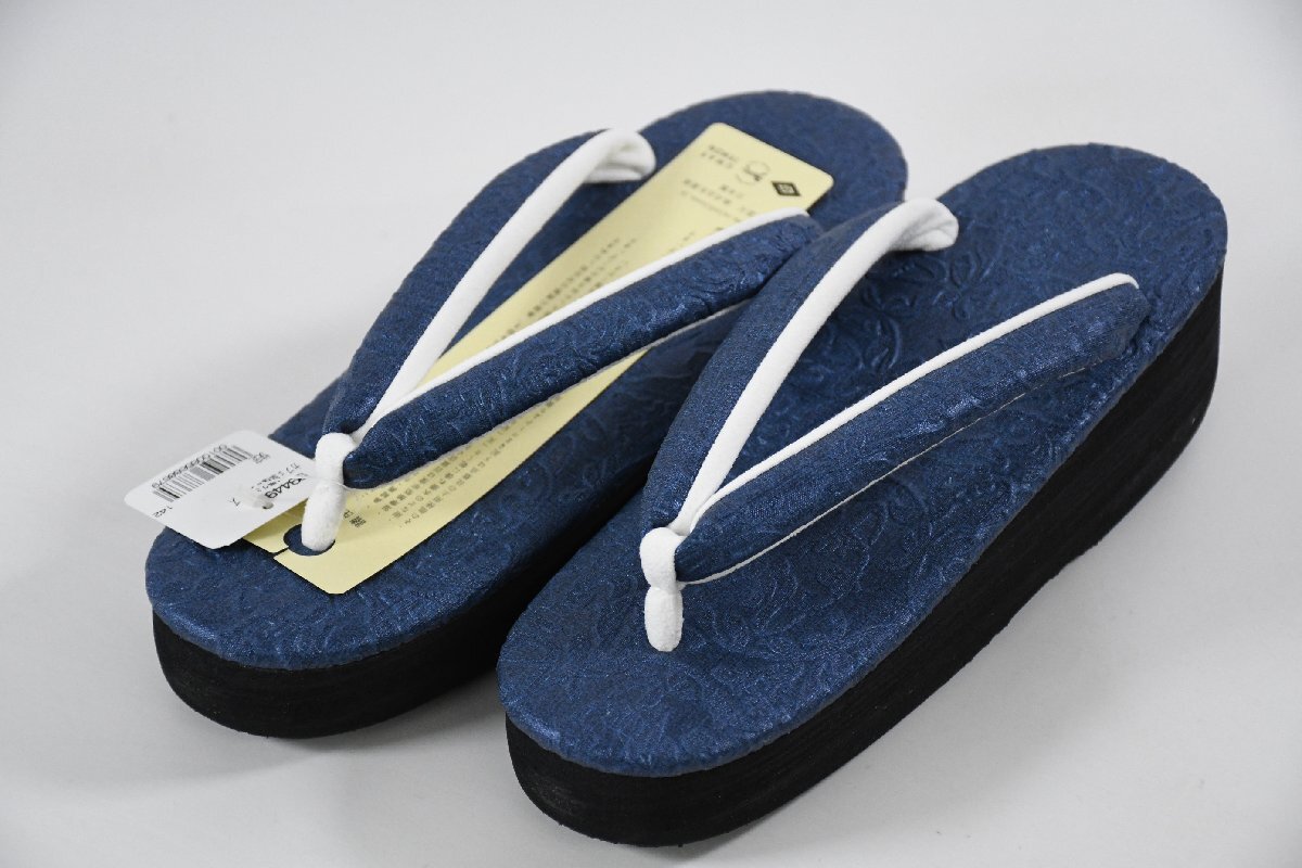 カレンブロッソ カフェぞうり 菱屋 草履 Mサイズ レディース 女性 履物 日本製 Calen Blosso 唐草文 青拍卖