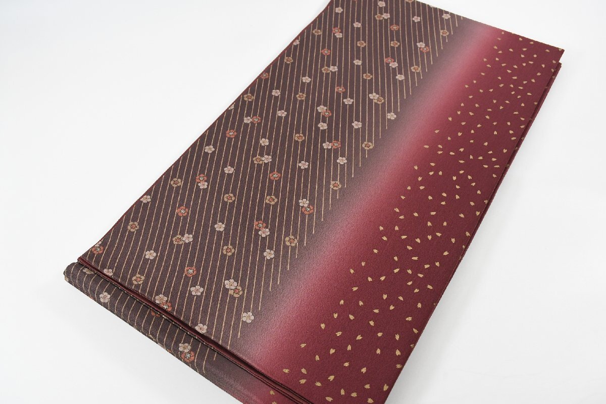 袋帯 全通柄 花 縞模様 帯丈443cm ★着物屋 ne-16421 桜庭呉服店拍卖