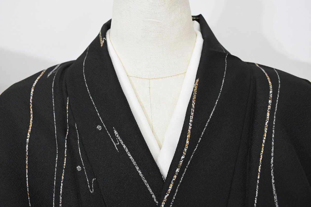 小紋 着物 袷 ドレミ柄 水辺文様 洗える着物 身丈162cm 裄丈68cm ★ kb-7148 桜庭呉服店拍卖