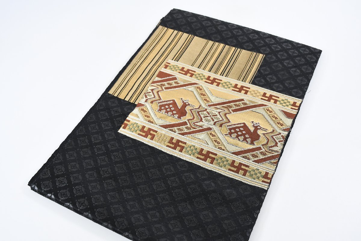 袋名古屋帯 お太鼓柄 有栖川文様 鹿 帯丈350cm ★着物屋 ne-16385 桜庭呉服店拍卖