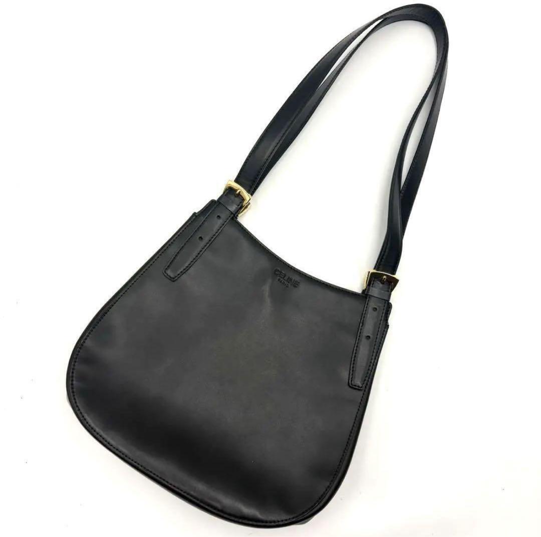 CELINE Archive Leather Shoulder Y2K BLACK セリーヌ ショルダーバッグ拍卖
