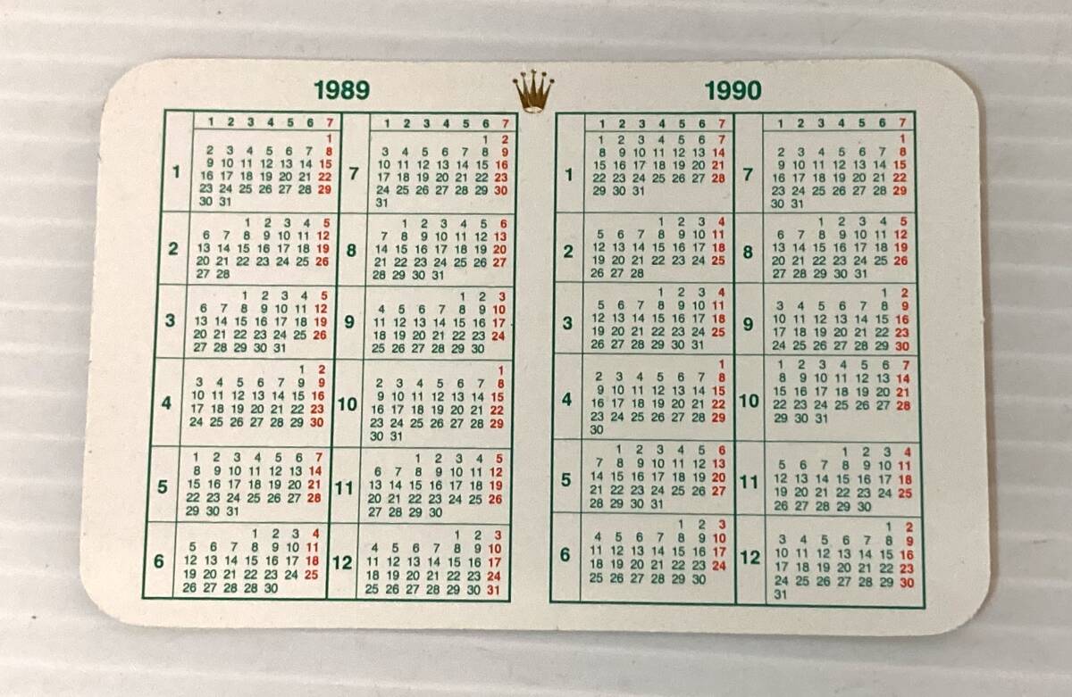 ★☆純正 ROLEX ロレックス カレンダー カード 1989年 1990年 ベージュ ヴィンテージ アンティーク カード型カレンダー 付属品 77☆★拍卖