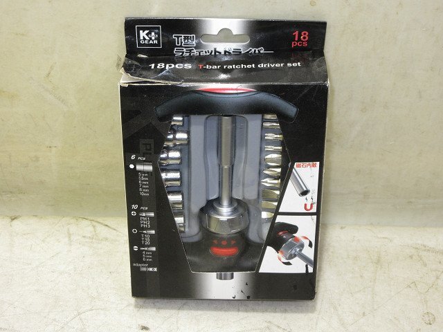 ▲▽0334 未使用? コメリ Kプラスギア T型ラチェットドライバーセット 18pcs△▼拍卖