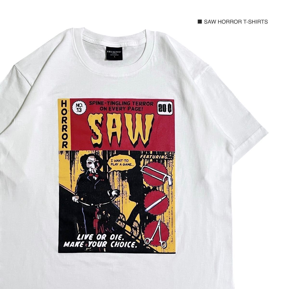 SAW ソウ XL 半袖 Tシャツ 海外映画 ホラー ムービーT ホワイト拍卖