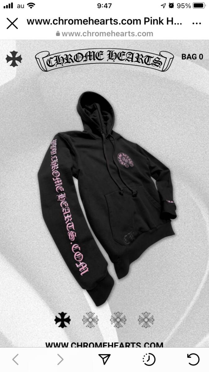 【新品未使用】クロムハーツ SIZE:L WWW.CHROMEHEARTS.COM HOODIE ホースシュー プルオーバーパーカー ブラック/ピンク【オンライン限定】拍卖