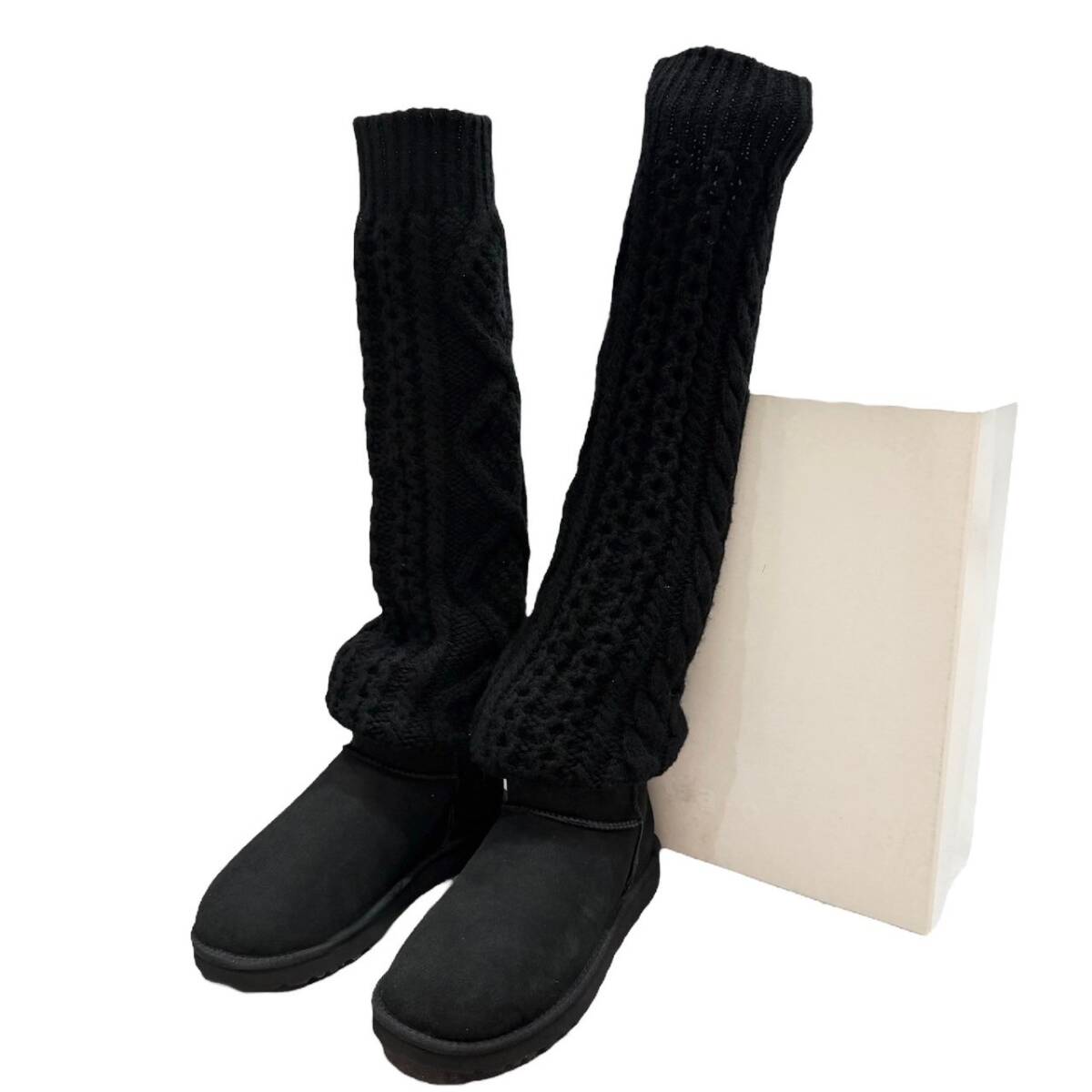 TAO×UGG タオ アグ 22AW ケーブルニットドッキングムートンブーツ TJ-K101 26cm ブラック 14839拍卖