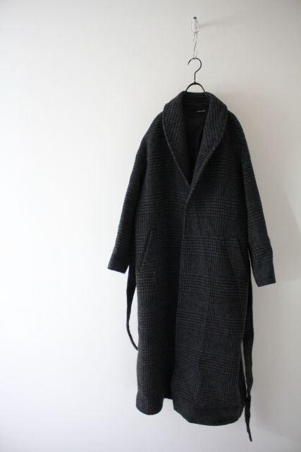 【JOURNAL STANDARD】ガウンコート ウール グレンチェック ロングコート ドロップショルダー USED ジャーナルスタンダード拍卖
