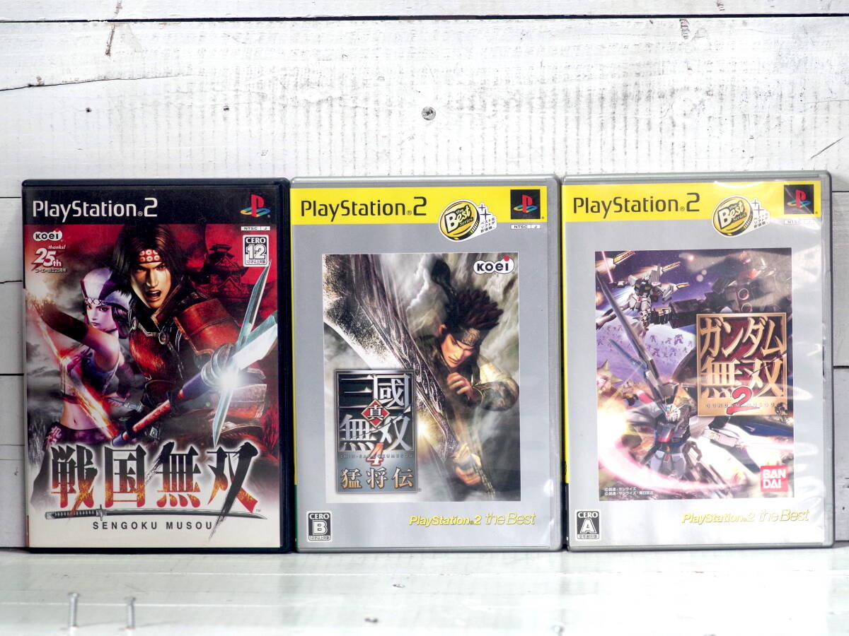 M13646【PS2】戦国無双(キズ) 真戦国無双4猛将伝(小キズ) ガンダム無双2(キズ) 3枚セット 起動チェクOK!! ゆうメール500g拍卖