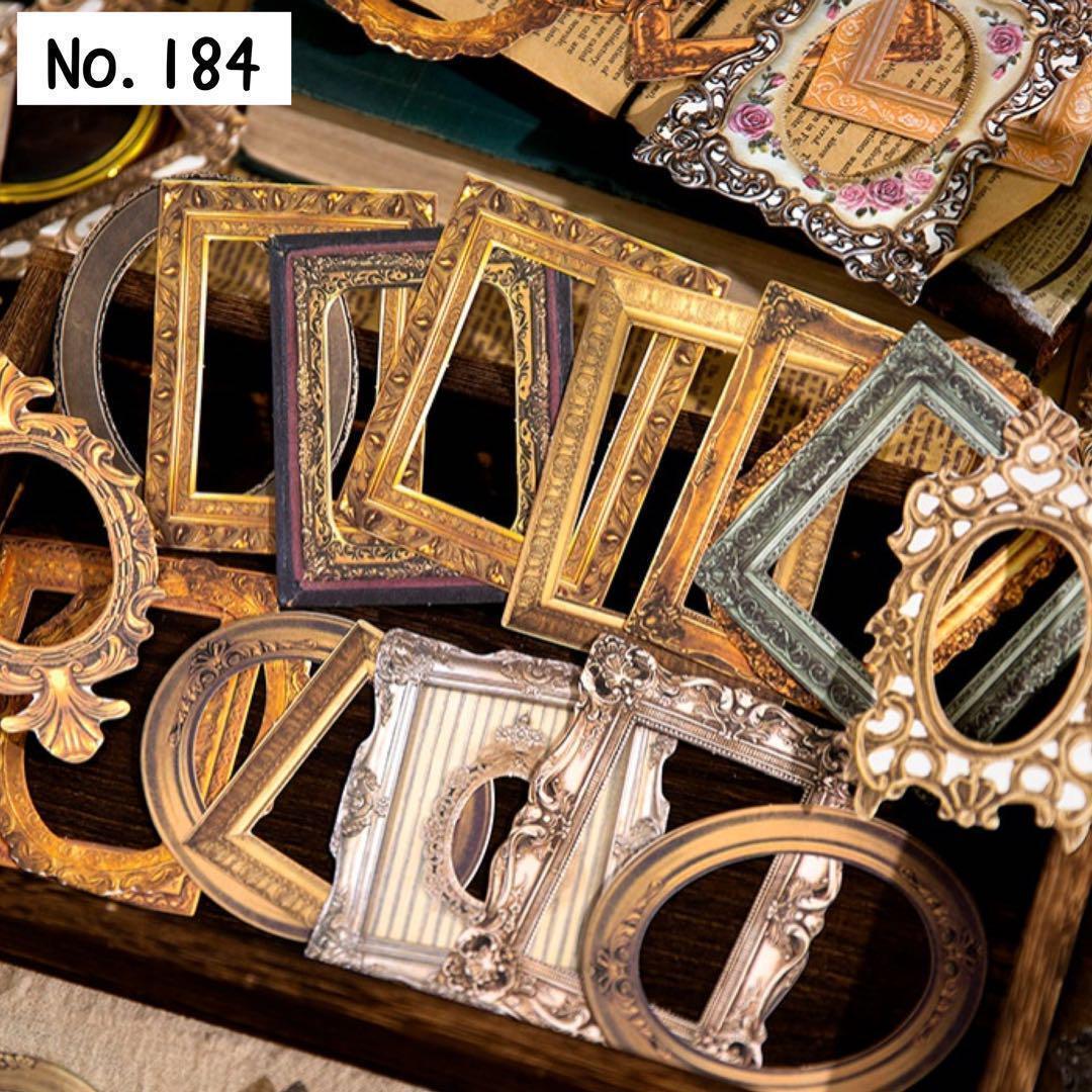 【184】(アートコレクション) 額縁 素材 コラージュ フレーム 手帳 6種 素材紙 ペーパー ジャンクジャーナル 枠 鏡 手帳素材 紙もの 紙拍卖