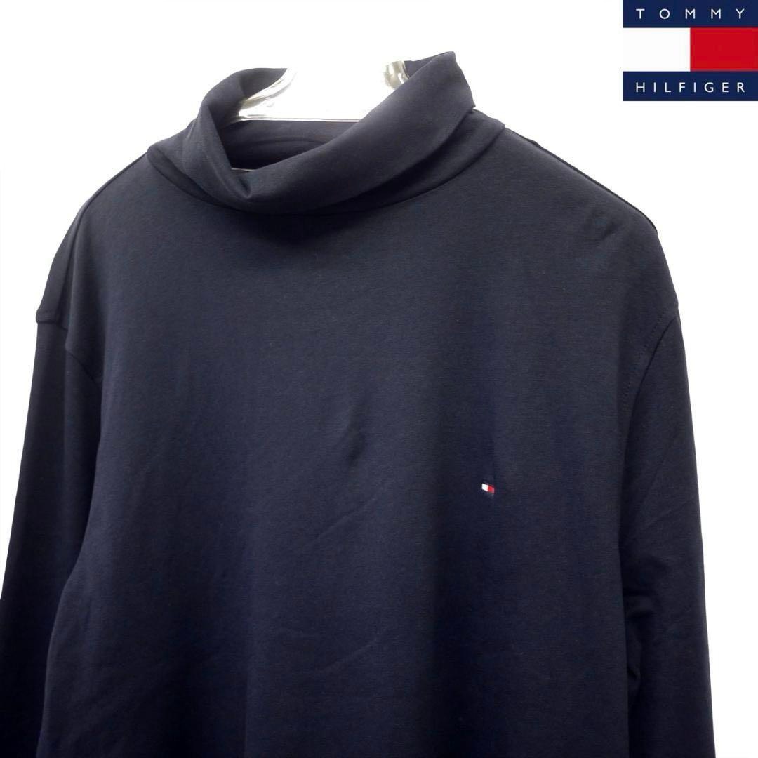 新品 トミーヒルフィガー (XXL) ハイネック モック タートル カットソー トップス 紺 TOMMY HILFIGER USAモデル ゴルフにも /aa54拍卖