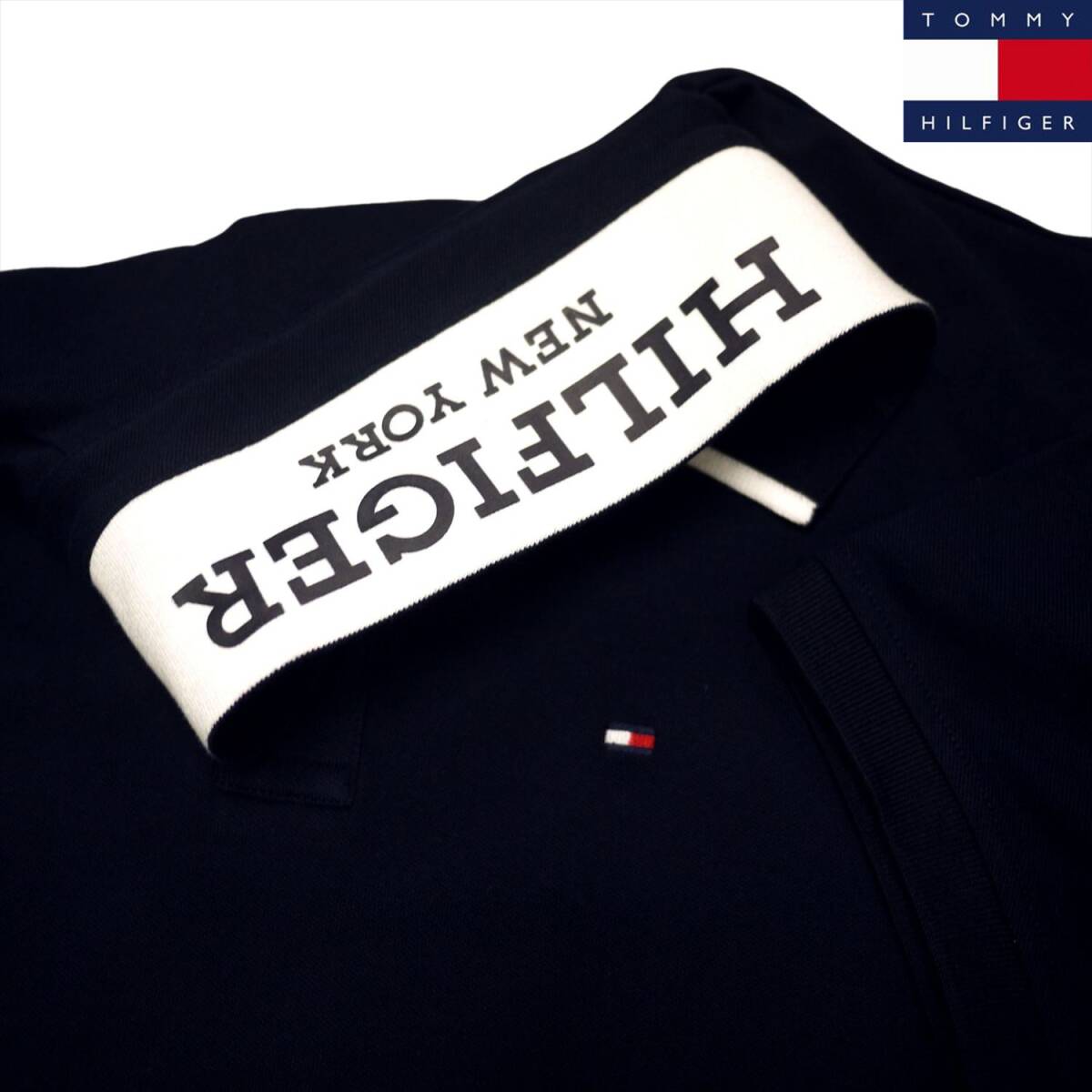 新品 トミーヒルフィガー 刺繍ロゴ ストレッチ ポロシャツ (XL) ネイビー 紺 ゴルフにも!TOMMY HILFIGER USAモデル /25bs300XL拍卖