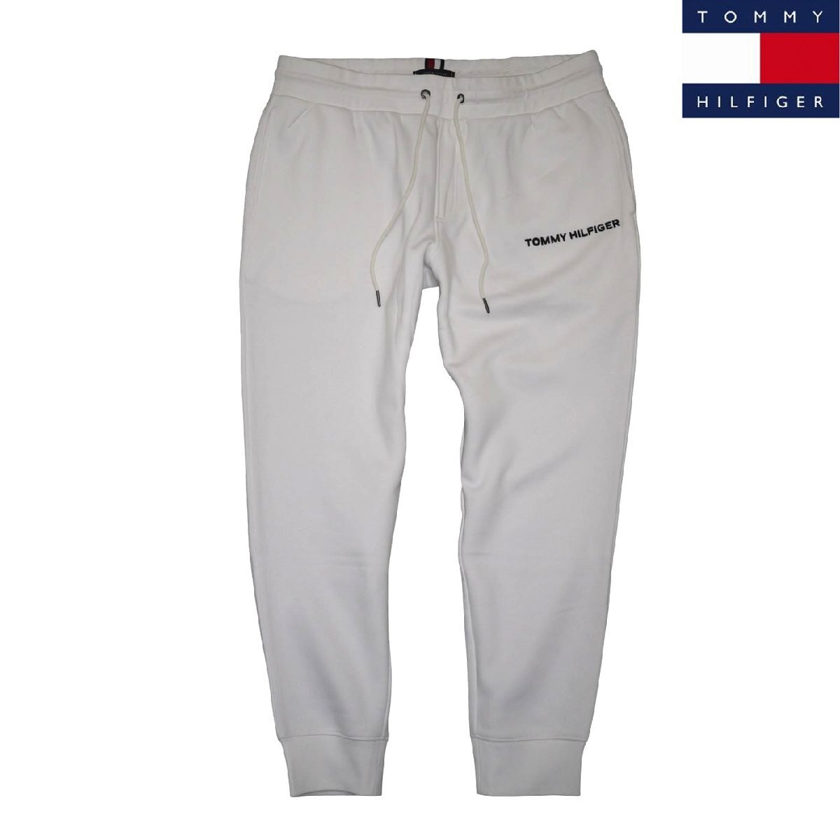 新品 トミーヒルフィガー スウェットパンツ (XXL) ホワイト 白 トリコロールライン 刺繍ロゴ TOMMY HILFIGER USAモデル /ka158拍卖
