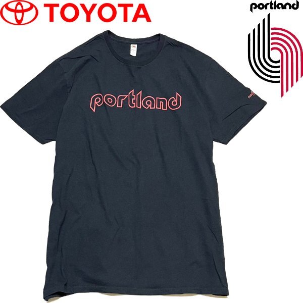 1点物◆NBAブレイザーズ×トヨタ黒プリントTシャツ古着メンズXLレディースOKアメカジ90sストリートスポーツ半袖ポロシャツUSAバスケ349806拍卖