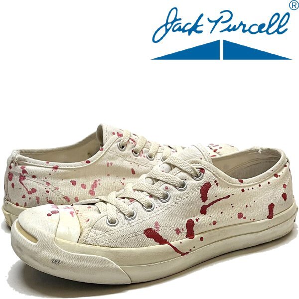 1点物◆コンバース中古ジャックパセル赤ペンキアート雰囲気系シューズ古着25.5メンズレディースOKアメカジ90sストリートUSブランド349858拍卖