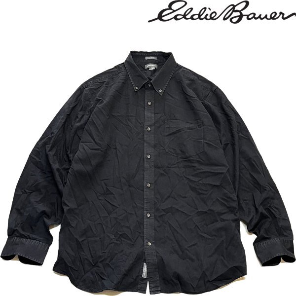 1点物◆エディーバウアー長袖ビッグサイズ黒無地シャツ古着メンズXLレディースOKアメカジ90sストリート/スポーツアウトドアブランド349876拍卖