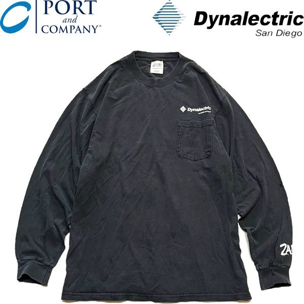 1点物◆PORT黒バックプリント長袖ポケットTシャツ古着LメンズXLレディースOKアメカジ90sストリートMixスポーツブランド中古US企業349982拍卖