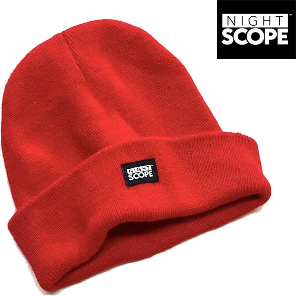 1点物◆ナイトスコープ赤ニット帽子ビーニーニットキャップ古着メンズレディースOKアメカジ90sストリート/スポーツUSAブランドScope362015拍卖