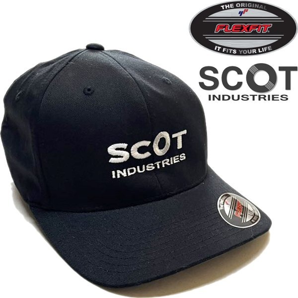 1点物◆フレックスフィットSCOT黒キャップ帽子/古着メンズレディースOKアメカジ90sストリート/スポーツブランドFlexFit中古ハット362040拍卖