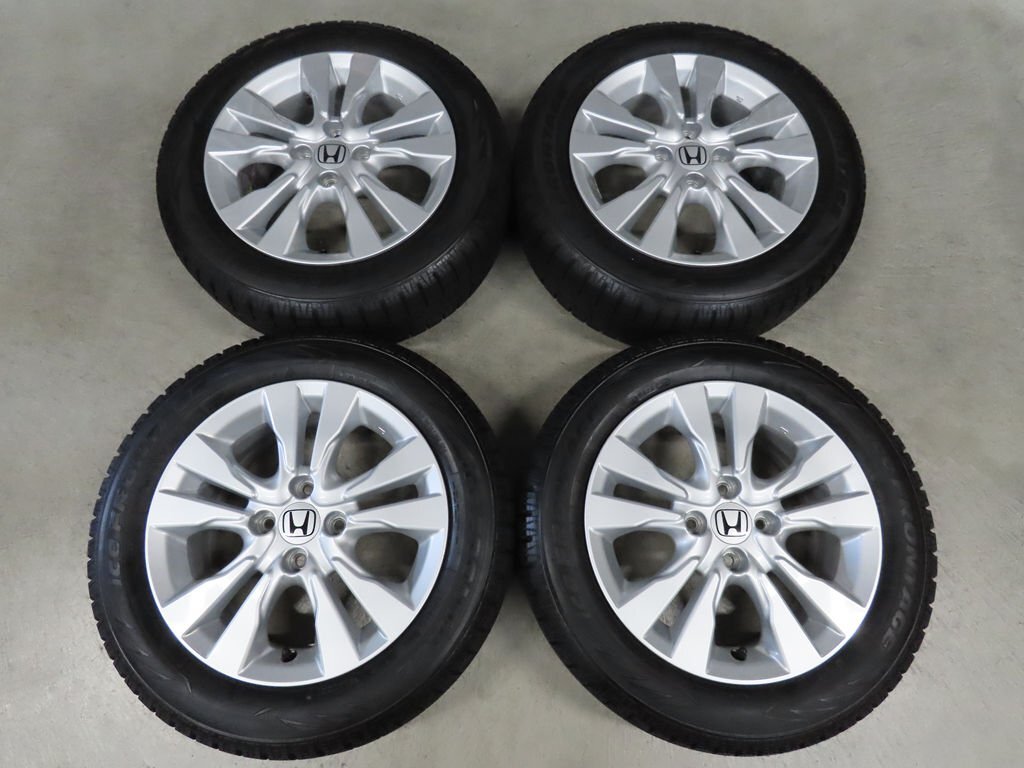 4本 ホンダ インサイト 純正 185/60R15 6J +50 PCD100 4穴 フィット シャトル イエローハット バリ溝スタッドレスタイヤ拍卖
