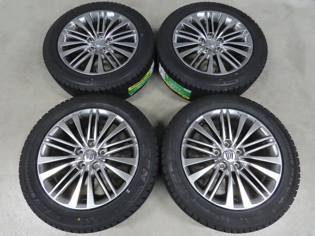 4本 トヨタ 210系 クラウン 215/55R17 ロイヤル 美品 純正オプション 7J+40 PCD114.3 5穴 AWS210 2024年未使用超バリ溝スタッドレス拍卖