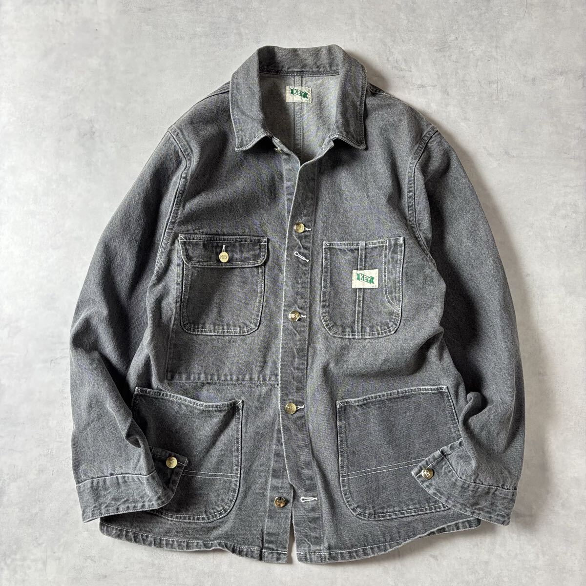 KEY imperial キー×ジャーナルスタンダード デニム カバーオール ジャケット ブラックウォッシュ コットン メンズ (M) グレー ●r-871拍卖
