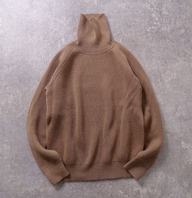 Vincent et Mireille×JEANS FACTORY ヴァンソンエミレイユ ウール100% リブ編み タートルネック ニット セーター 日本製 メンズ(40) r-886拍卖