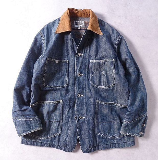 TK TAKEO KIKUCHI タケオキクチ 襟コーデュロイ デニム カバーオール ワーク ジャケット 裏ブランケット メンズ (2) インディゴ ●r-852拍卖
