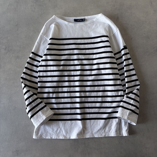 美品 SAINT JAMES セントジェームス 定番 NAVAL ナヴァル ボーダー バスクシャツ 長袖 Tシャツ カットソー (T4) 白 黒 フランス製 /r-852拍卖