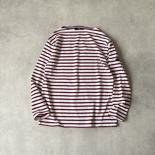 SAINT JAMES セントジェームス 定番 ウェッソン ボーダー バスクシャツ 長袖 カットソー ロンT 男女兼用(T5) 白エンジ フランス製 /r-901拍卖