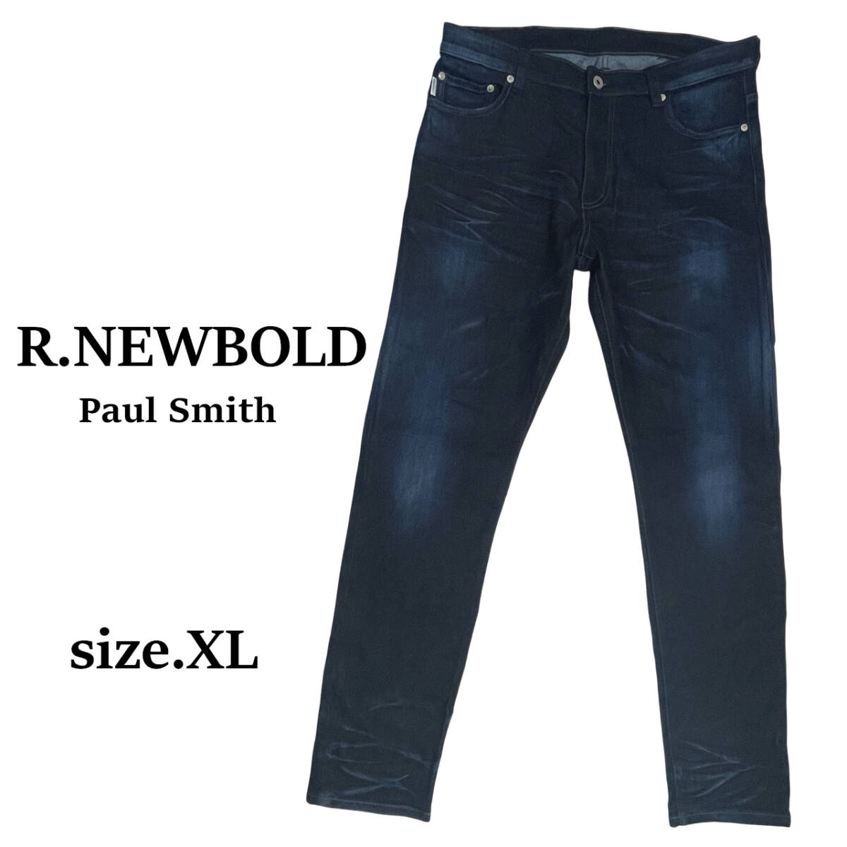 R.NEWBOLD シワ加工 デニムパンツ size.XL (約84cm W33相当) アールニューボルド ヒゲ ハチノス スリム ジーンズ ポールスミス ジーンズ拍卖