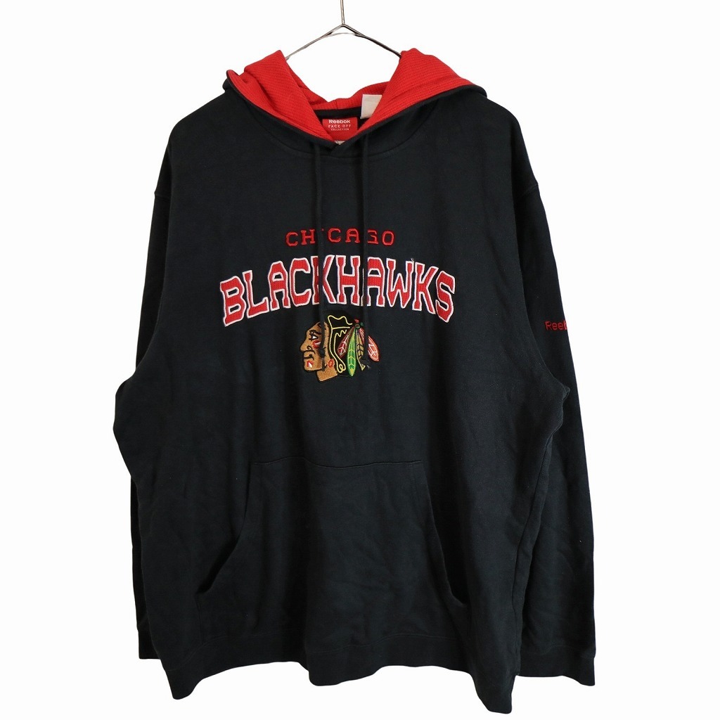 Reebok リーボック NHL シカゴブラックホークス パーカー プロチーム スポーツ ホッケー ブラック (メンズ XL) O2836拍卖