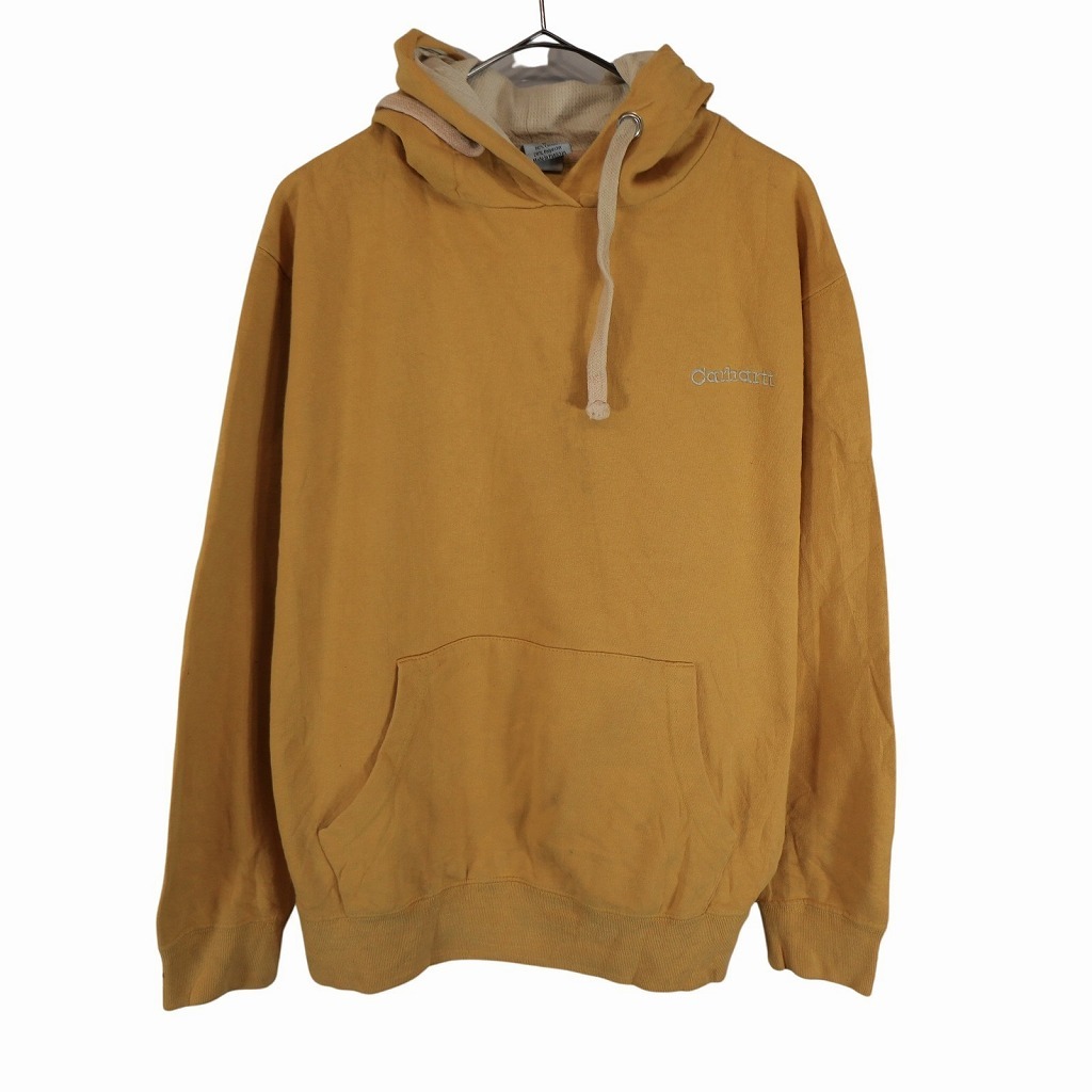 Carhartt カーハート ワンポイントロゴ パーカー 無地 フード裏地サーマル イエロー (メンズ M) O2941拍卖