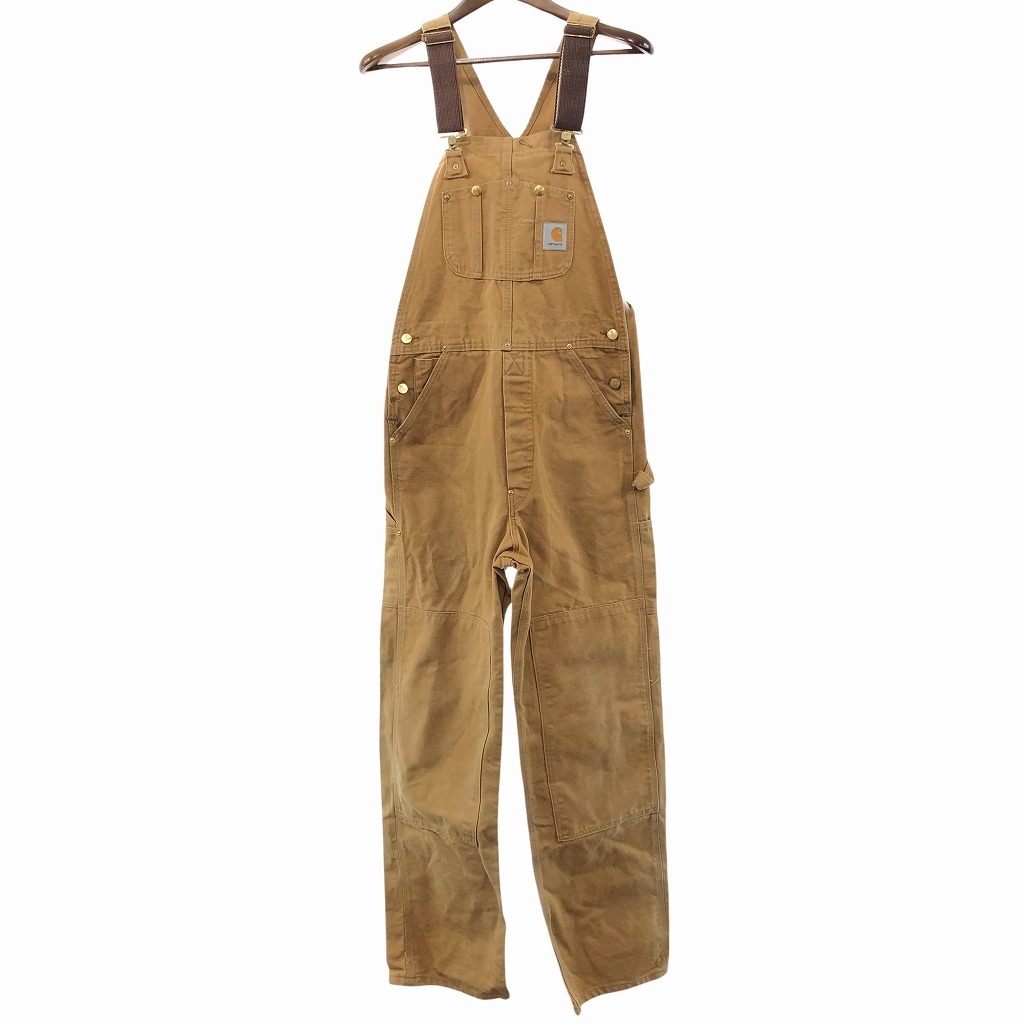 Carhartt カーハート ダック地 オーバーオール ワーク ダブルニー ブラウン (メンズ L相当) O9891 中古 古着拍卖