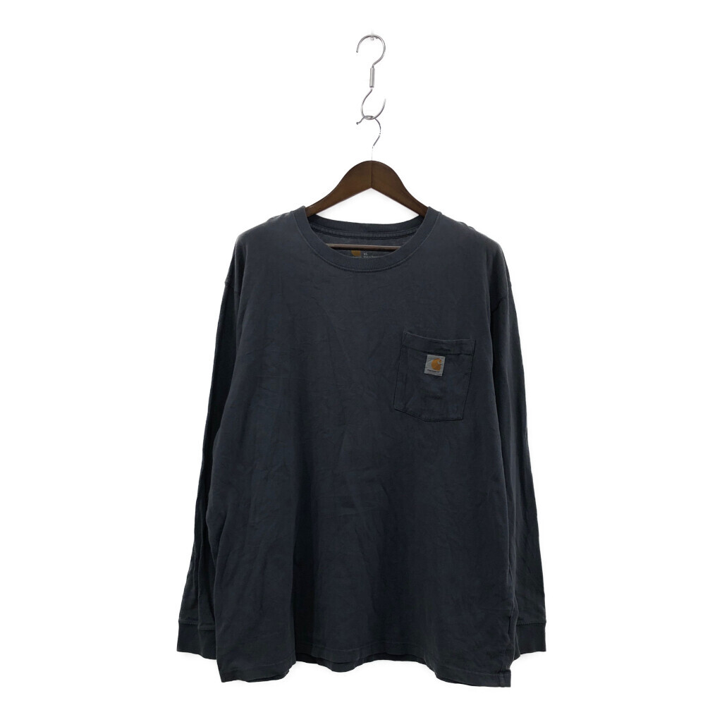 Carhartt カーハート 長袖Tシャツ ワンポイントロゴ ネイビー (メンズ XL) P1531拍卖