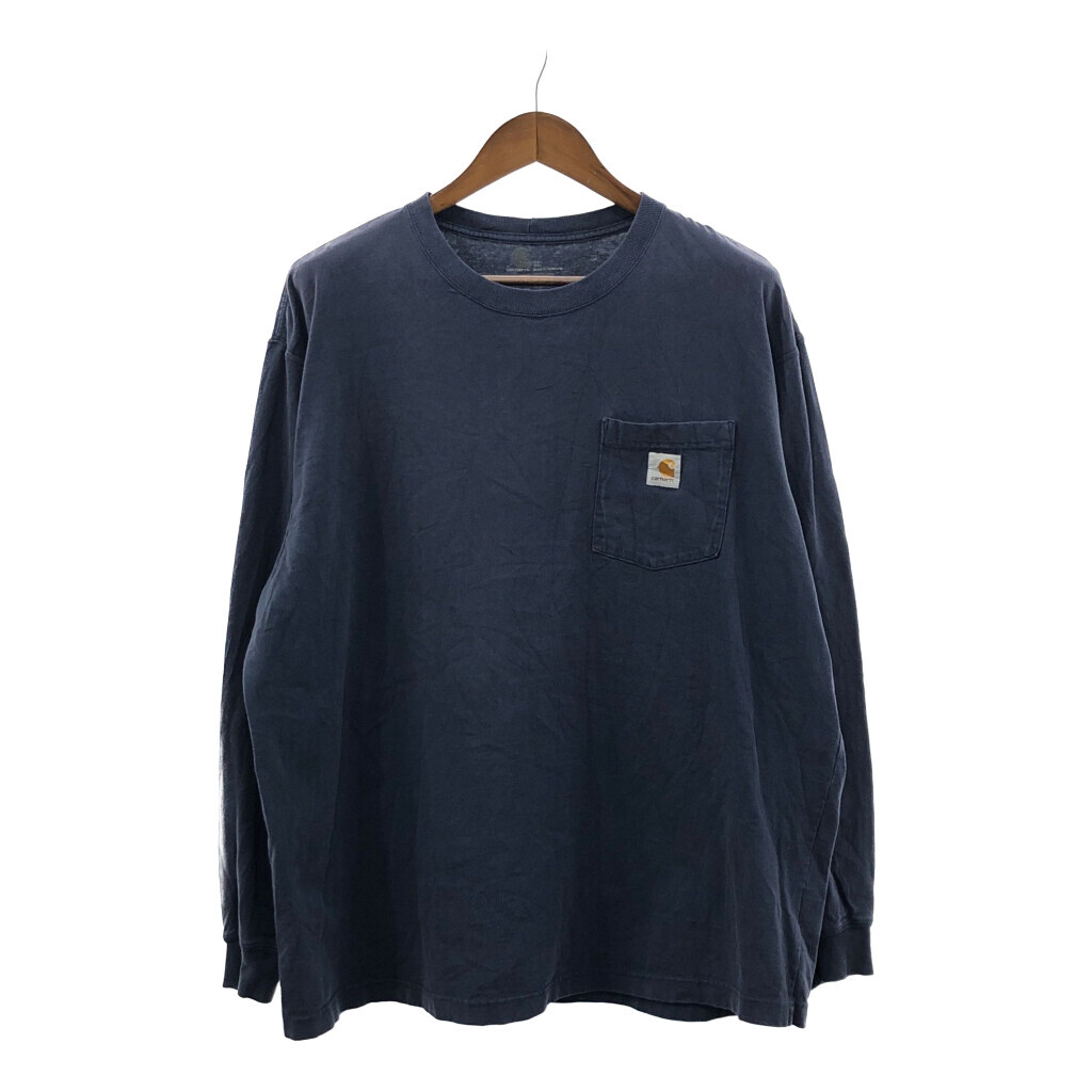 Carhartt カーハート 長袖Tシャツ ワンポイントロゴ ネイビー (メンズ XL) P1569拍卖