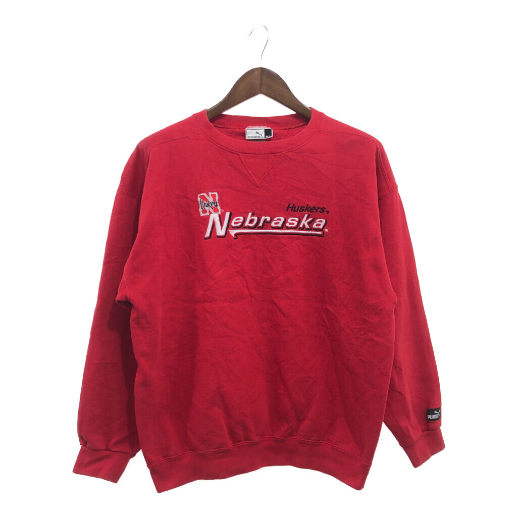 90年代 USA製 PUMA プーマ コーンハスカーズ スウェット トレーナー アメフト カレッジ レッド (メンズ XL) P6793拍卖