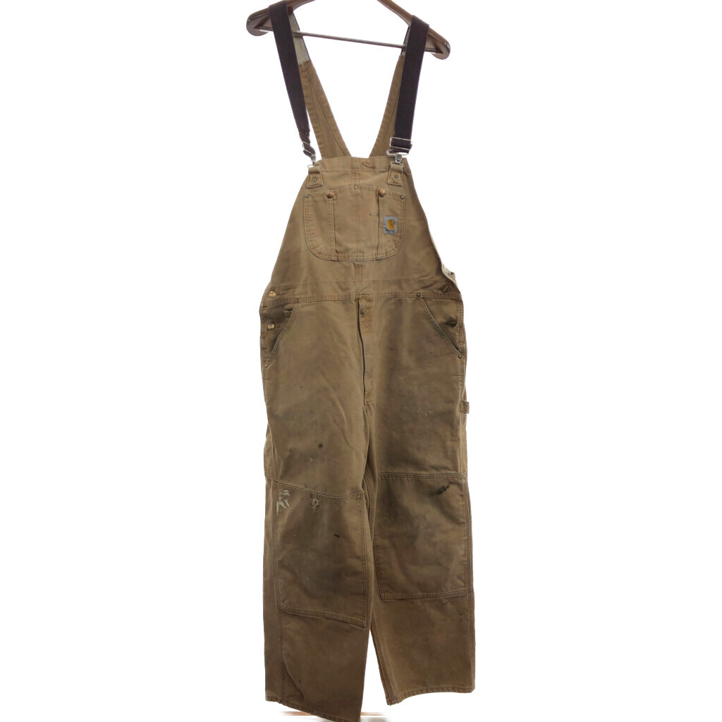 00年代 Carhartt カーハート ダック ワーク ダブルニー オーバーオール 大きいサイズ ブラウン (メンズ 40×30) 中古 古着 P6971拍卖