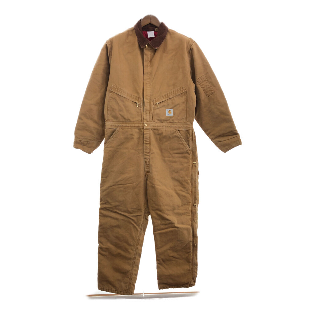 90年代 USA製 Carhartt カーハート ダック オールインワン 大きいサイズ ワーク ブラウン (メンズ 46 REGULAR) 中古 古着 P9408拍卖