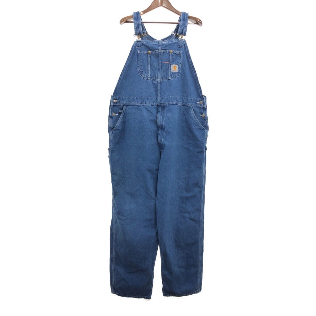 Carhartt カーハート デニムオーバーオール 大きいサイズ ワーク インディゴブルー (メンズ 48×34) 中古 古着 Q0425拍卖