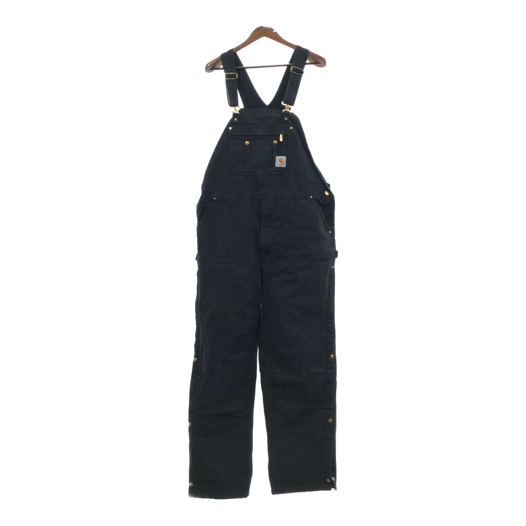 Carhartt カーハート ビブオーバーオール 大きいサイズ ワーク ダック地 ブラック (メンズ W44 L34) 中古 古着 Q4373拍卖