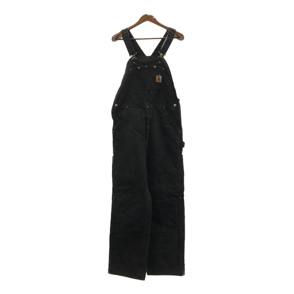 USA製 Carhartt カーハート ビブオーバーオール ワーク ダック地 ブラック (メンズ W34 L32) 中古 古着 Q4374拍卖