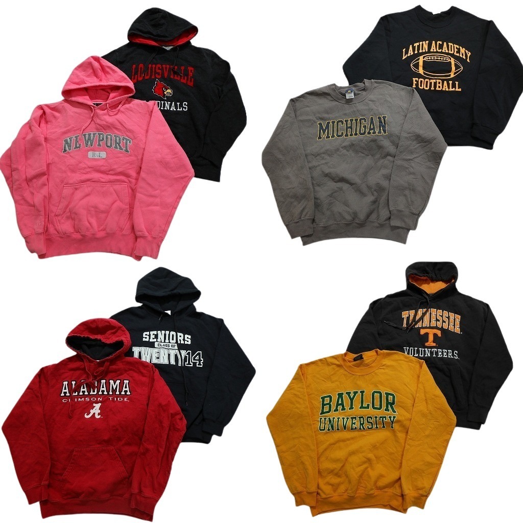 古着卸 まとめ売り カレッジ風 スウェット 8枚セット (メンズ S ) アーチロゴ チームロゴ ルイビル フーディー NB8577 1円スタート拍卖