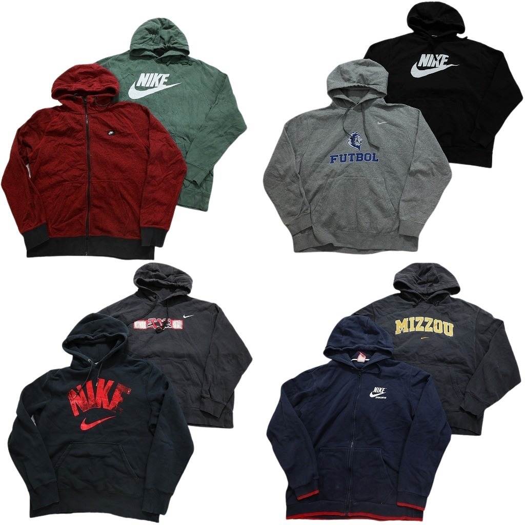 古着卸 まとめ売り ナイキ NIKE スウェット 8枚セット (メンズ L ) フルジップ センターロゴ プルオーバー マフポケット 中古 古着 NB8682拍卖