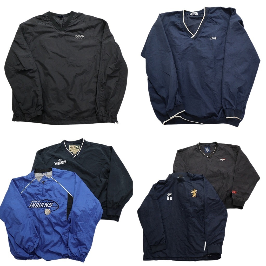 古着卸 まとめ売り ワンポイント プルオーバー ジャケット 6枚セット (メンズ 2XL ) モックネック ハーフジップ NB1235 1円スタート拍卖