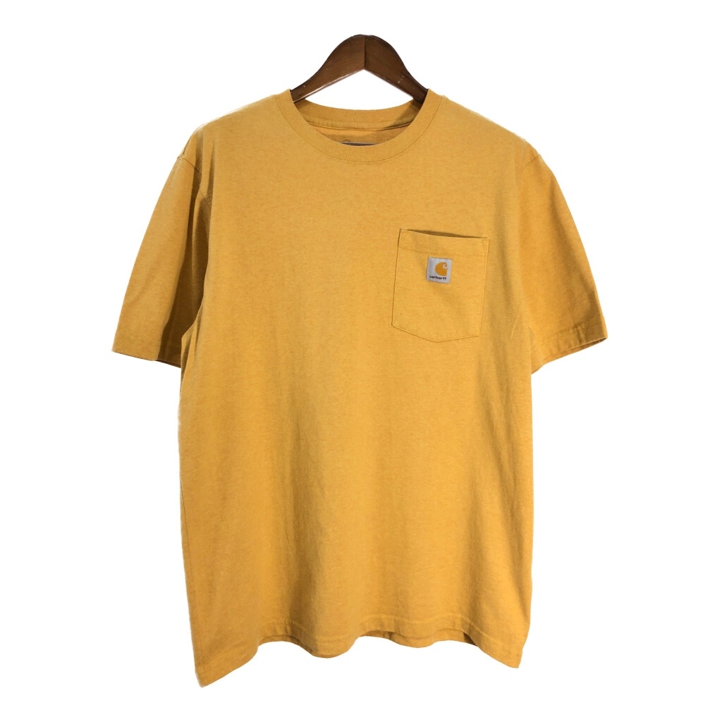 Carhartt カーハート ワンポイントロゴ ポケットTシャツ イエロー(メンズ L)中古 古着 T5348拍卖