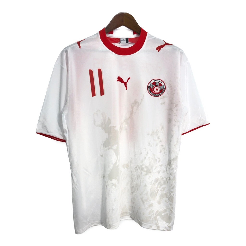 00年代 PUMA プーマ サッカー チュニジア代表 ユニフォーム プロチーム スポーツ ホワイト(メンズ L)中古 古着 T5883拍卖